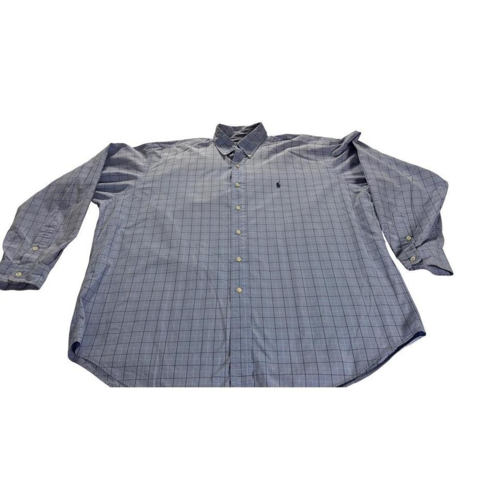 Classic Ralph Lauren Blake Fit Mensā Blue Plaid Button Down Shirt Long Sleeve XL